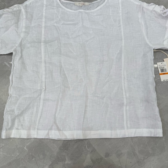 Women’s Two By Vince Camuto 100% Linen Short Sleeve Tie Up Top Small - Picture 6 of 16